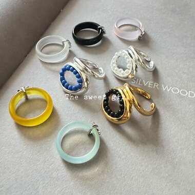 小众轻奢素圈玛瑙个性手工珠子设计感镂空开口戒指气质ins百搭