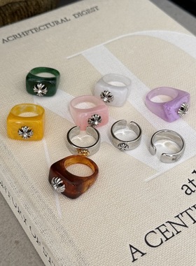 简约ins风复古十字架戒指女辣妹同款叠戴穿搭配饰潮流食指指环女