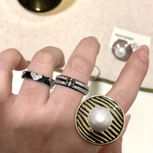 夸张时髦复古不规则异形线条欧美高级韩系戒指食指戒开口可调节