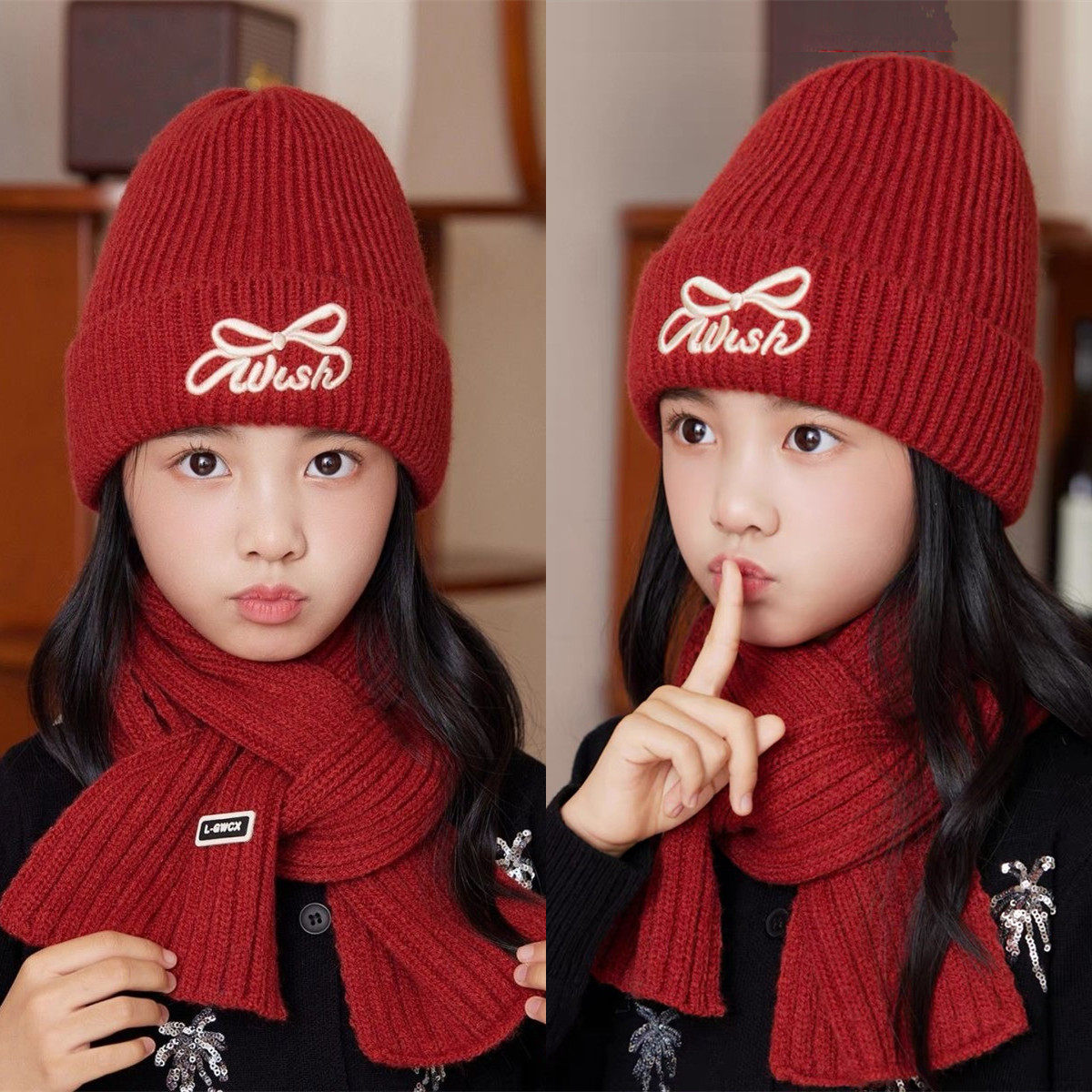 女童毛线帽围巾套装冬季2025新款儿童针织帽女宝宝洋气穿搭两件套,童装/婴儿装/亲子装,帽子,淘宝优惠券,粉丝福利购,淘宝优惠卷