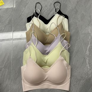图兰朵家超薄凉感细肩带细闪冰丝内衣无痕大胸显小聚拢美背文胸罩