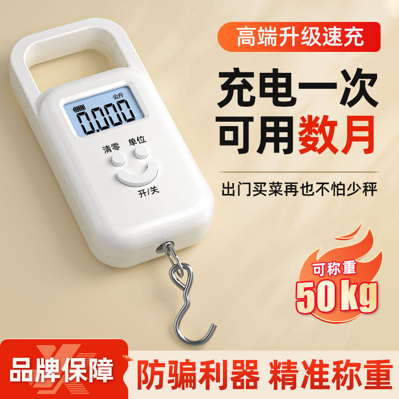 2025新款便携式手提电子秤精准家用小型高精度商用称重弹簧称鱼器
