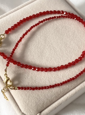 本命年红尖晶手链转运招财极细款手链超闪不褪色女款时尚饰品礼物