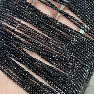 包邮黑尖晶石散珠切面刻面黑水晶手链项链锁骨链串珠diy红色尖晶