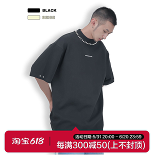 TEE T恤 330g重磅 HIGH COLLAR HALF 硅胶LOGO半高领珍珠短袖 STR