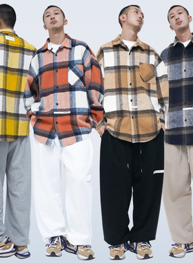 STREAMLET.CHEN:SHIRT/840g重磅毛绒 蝙蝠袖男女格子宽松衬衫外套