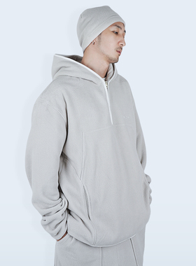 STREAMLET.CHEN:隐藏拉链口袋割线结构 摇粒绒宽松连帽卫衣帽衫