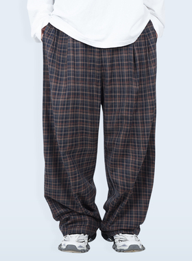 STREAMLET.CHEN:流线型立体剪裁 订制格纹面料百叶褶格子西裤