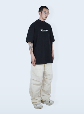 STREAMLET.CHEN:索罗娜T恤 色彩硅胶立体印花半高领纯色宽松短袖