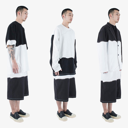 STREAMLET.CHEN:【黑白结构配色系列】短袖、西装、卫衣、短裤