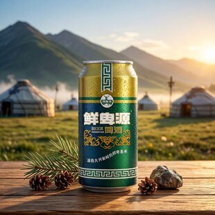 新日期10度原汁麦鲜卑源啤酒12罐呼伦贝尔特产300天保质期