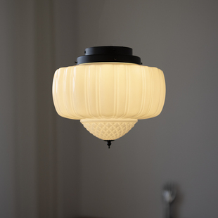 美式 deco老上海洋房中古奶玻璃餐厅卧室过道民宿灯 复古吸顶灯art