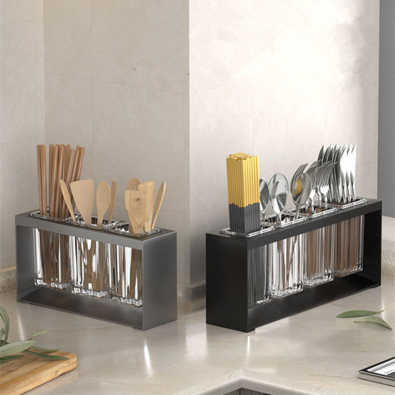 轻奢筷勺置物架家用台面筷子筒多功能厨房沥水收纳盒刀架筷笼一体,餐饮具,餐具笼/架,淘宝优惠券,粉丝福利购,淘宝优惠卷