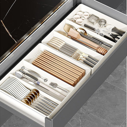 收纳盒加厚可伸缩抽屉式白色