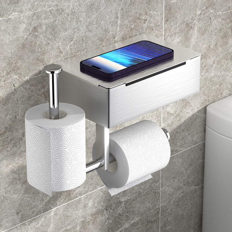 不锈钢湿纸巾架子家用卷纸架多功能浴室置物架卫生间洗脸巾纸巾盒