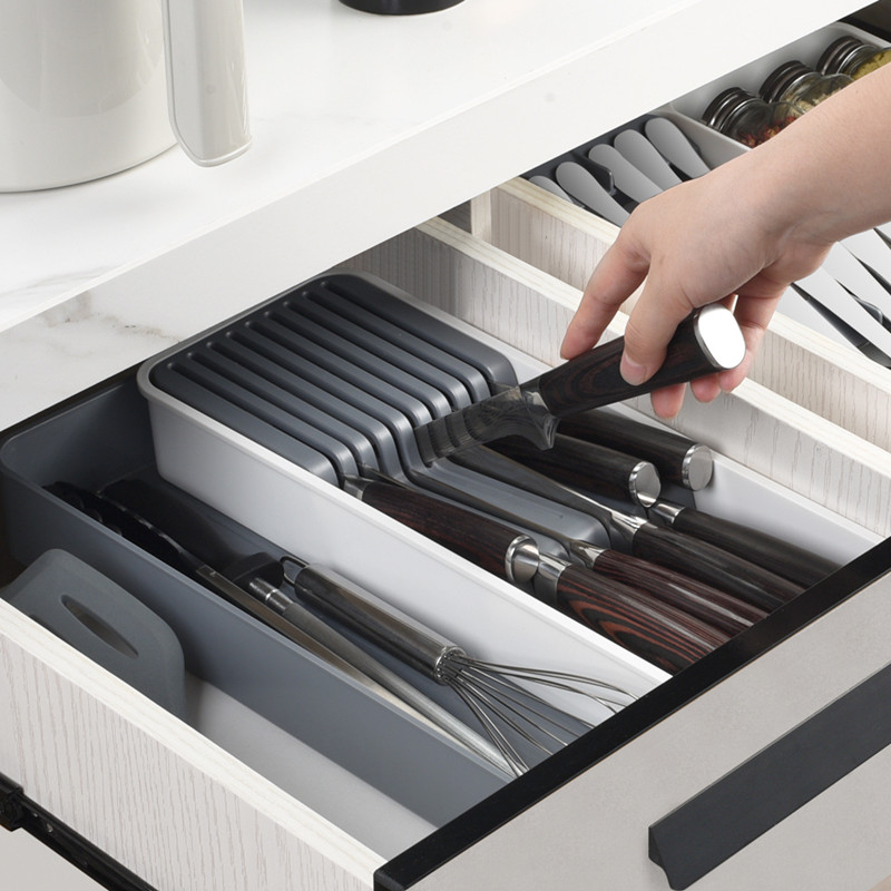 刀架卧式刀座抽屉分隔收纳架创意