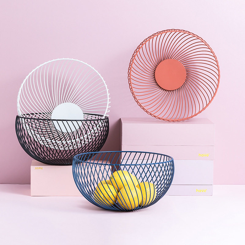 魔尚家居时尚简约客厅茶几水果盘家用铁艺果盆干果零食收纳水果篮