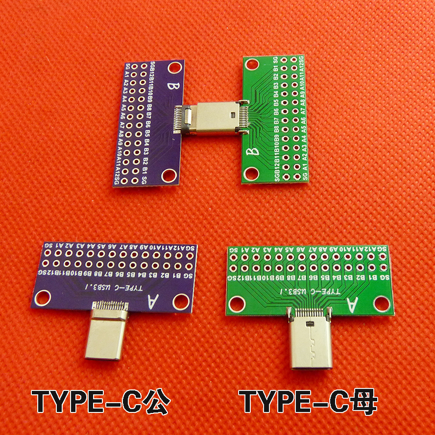 双面正反插TYPE-C公母头测试板24P公座/母头USB3.1数据线转接板