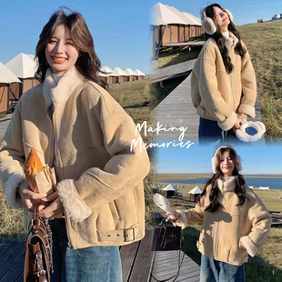 大货 7310奶黄包小立领皮毛一体小外套P195K298