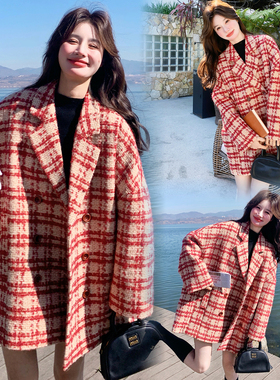 7363 小香风50羊毛双排扣毛呢大衣P265控398