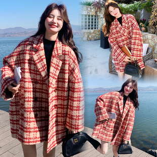 7363 小香风50羊毛双排扣毛呢大衣P265控398