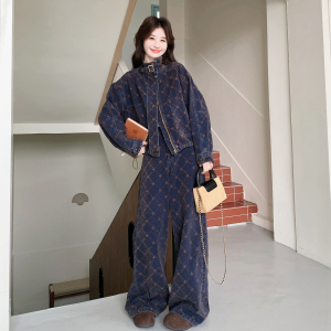 7369 复古菱格牛仔套装 P245控398,套装/套裙,2D006