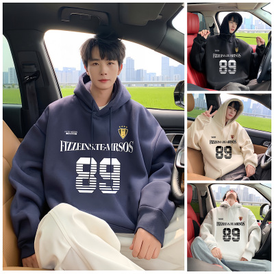 青少年秋冬连帽卫衣男孩13初中学生14潮流外套15岁青少年大童上衣