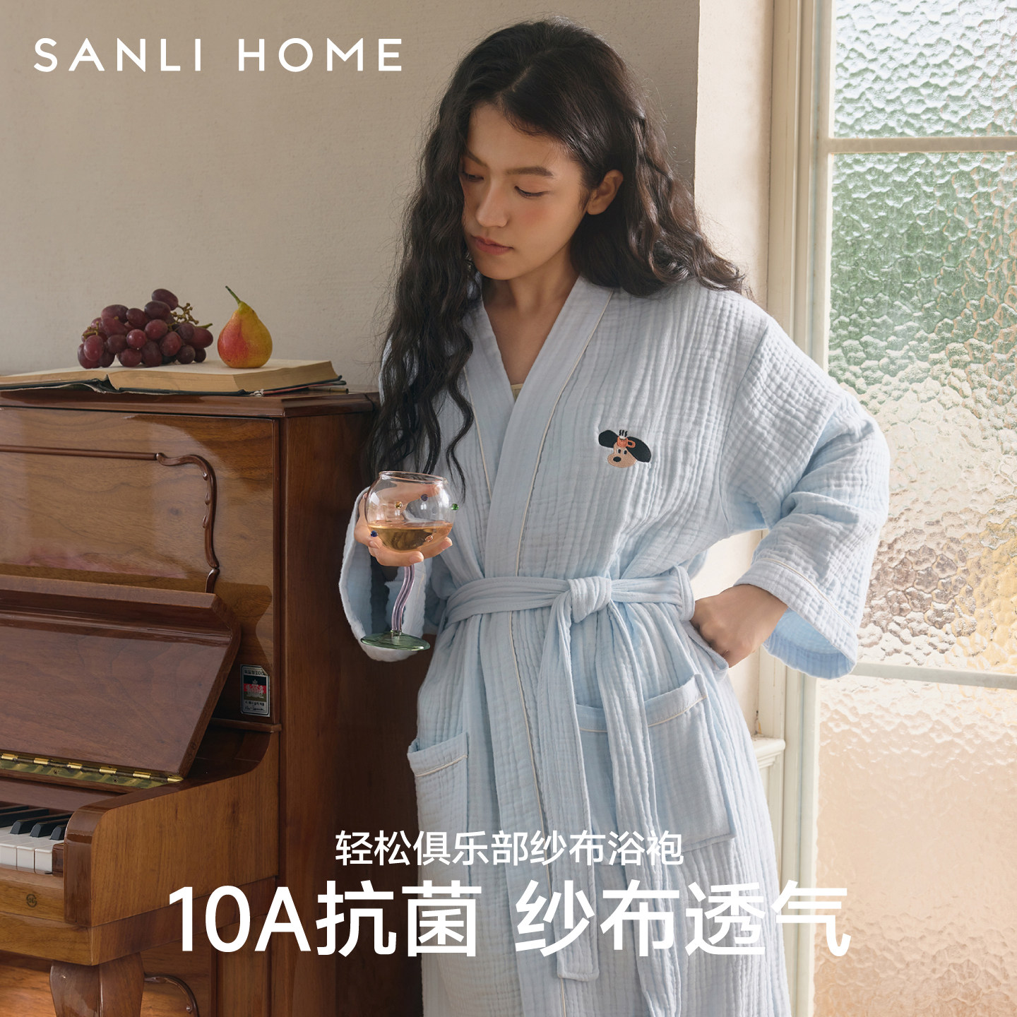 三利纱布浴袍女款夏纯棉吸水速干洗完澡穿的浴衣全棉睡袍可穿浴巾