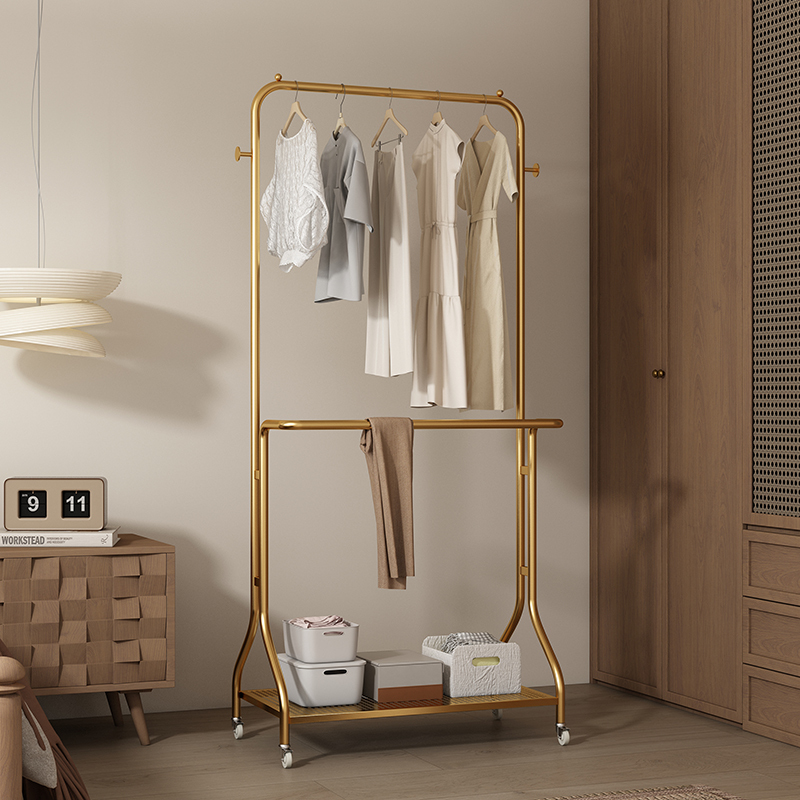中古风衣帽架落地卧室床边晚上临时放衣服神器家用可移动挂衣架子