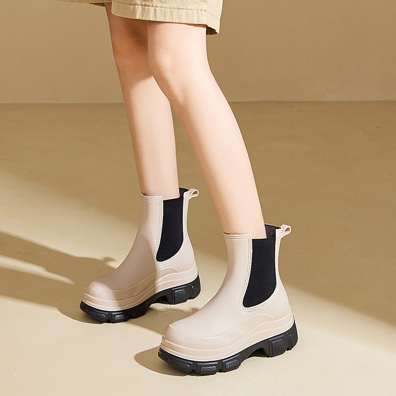 松紧马丁雨鞋女款涉水靴韩版时尚短筒防水鞋防滑舒适雨靴室外胶鞋