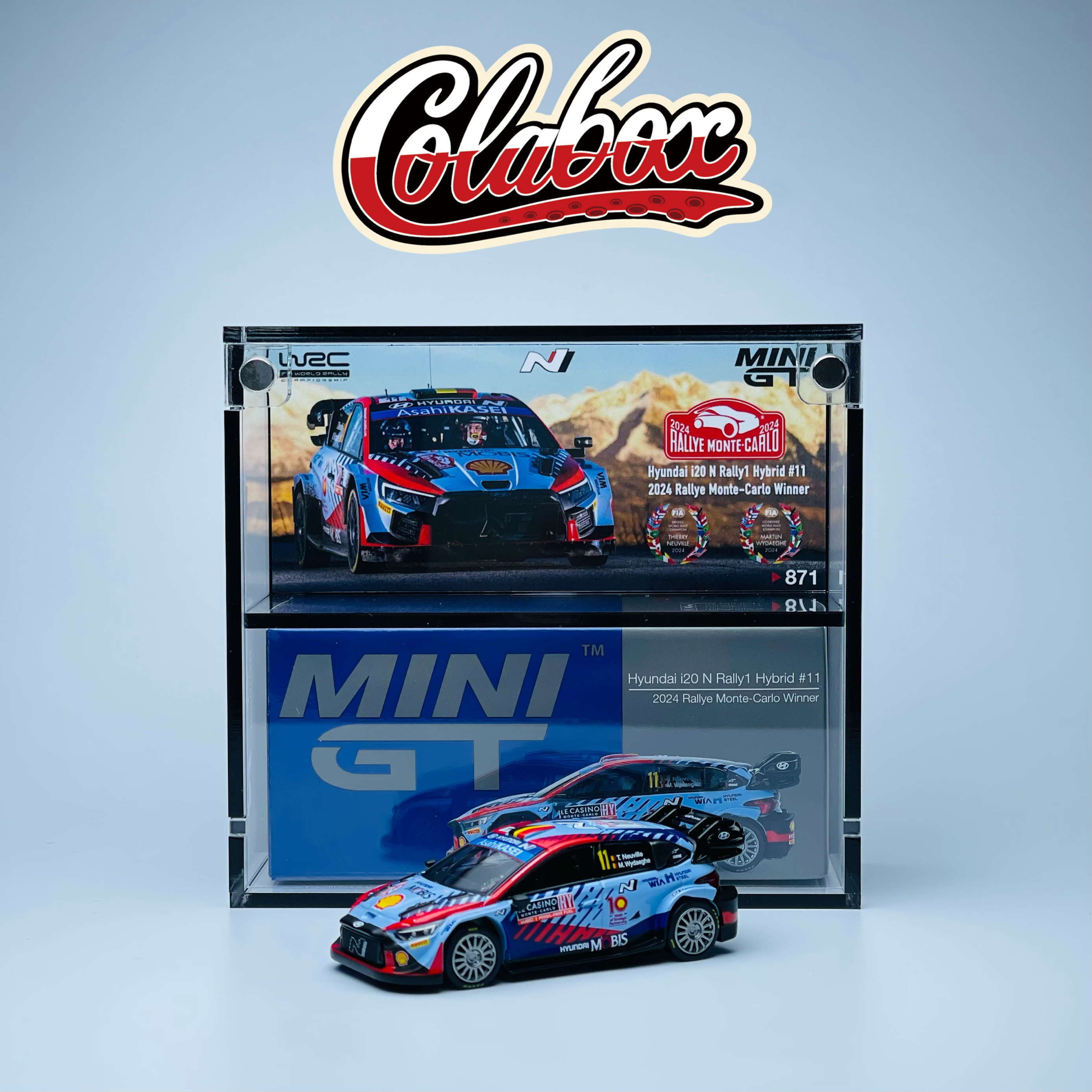 MINIGT 871 WRC拉力赛 Hyundai i20 1:64精品亚克力展示盒防尘盒