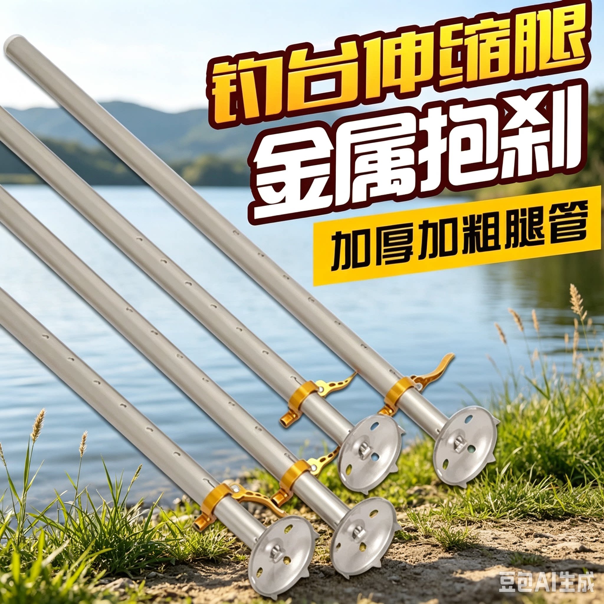 钓台铝合金加长加厚升降腿可钓台图片