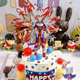 旋转摩天轮特曼转盘蛋糕装饰摆件男孩生日关节可动转转风车网红