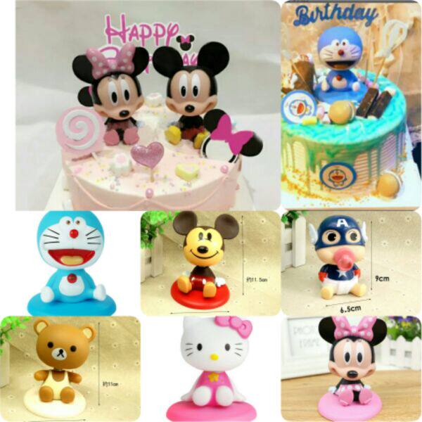 卡通摇米奇摆件美国队长摆件米老鼠蛋糕摆件奶嘴美国队长叮当猫
