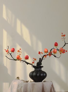 诧寂风磨砂陶瓷花瓶摆件高级感客厅插花装饰花器样板间艺术品摆设