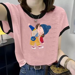 T恤女休闲上衣 2025夏季 新款 韩版 宽松显瘦百搭圆领短袖
