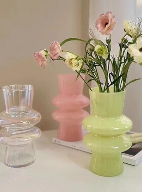 复古芬顿中古玻璃花瓶摆件客厅插花ins风高级感水养鲜花轻奢高档