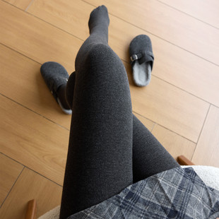 细条纹棉分段压力灰色打底裤袜女秋冬高腰显瘦无缝九分裤外穿加绒
