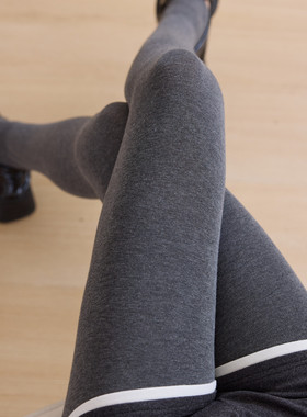 平纹平板棉打底裤袜女中厚秋冬季灰色连裤袜高腰显瘦踩脚裤子薄绒
