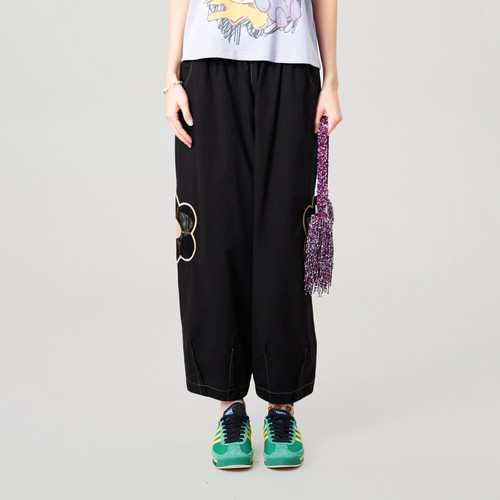 MOVEUP幻走2026夏季新款.FUN系列纯棉丈根腰绣花章仔休闲直筒裤女