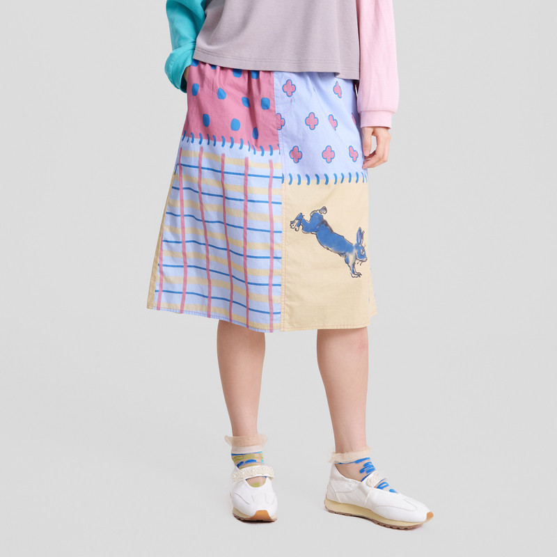 MOVEUP幻走2026春季新款.FUN系列松紧腰趣味印花插袋过膝半身裙,女装/女士精品,半身裙,淘宝优惠券,粉丝福利购,淘宝优惠卷