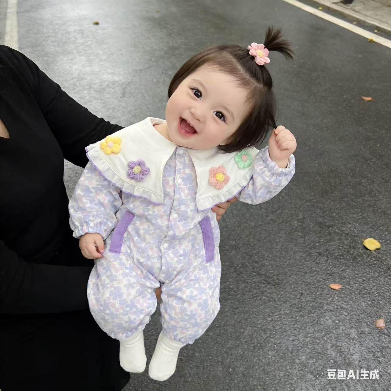 婴儿连体衣春季双层新生儿哈衣满月0-1岁女宝宝春装外出服