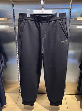 FILA斐乐2025冬季新款男士休闲舒适加绒束脚裤针织长裤F61M548698