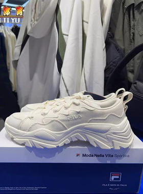 FILA斐乐鱼刺女鞋帆布鞋休闲运动休闲鞋女厚底帆布鞋F12W321304