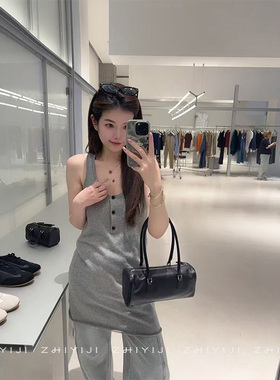 SOI25夏设计感外穿U领毛织背心裙 简约打底休闲无袖背心SA5A2945