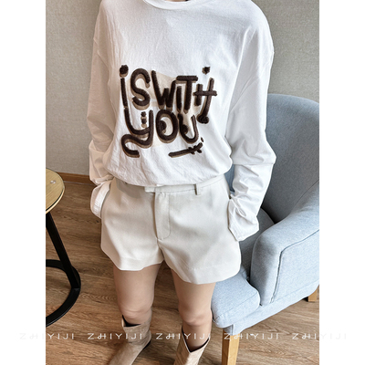 简约刺绣字母宽松韩式慵懒风T恤