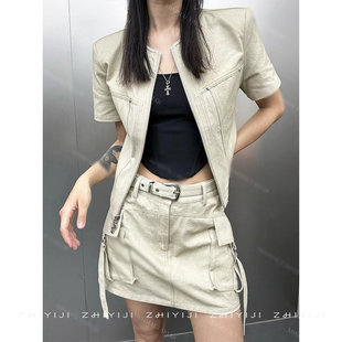 买手店早秋短款低腰工装裙裤 小众口袋机车小个子辣妹时髦半身裙