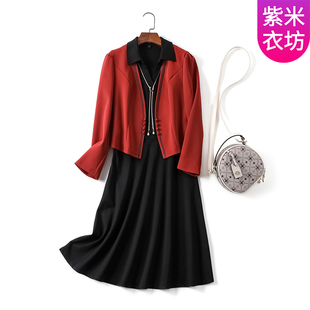连衣裙高级感两件套裙装 紫米衣坊新款 洋气干练气质西装 套装 女装