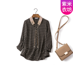 女上衣新款 小衫 女装 中年妈妈减龄七分袖 衬衣 雪纺衫 紫米衣坊衬衫