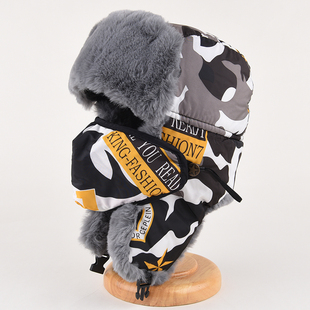 雷锋帽男冬季 迷彩棉帽子女加厚保暖口罩帽护耳东北户外骑车防寒帽